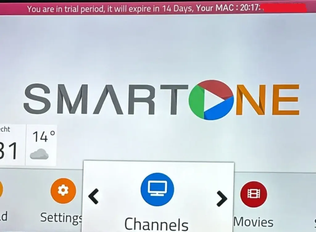 SmartOne IPTV-app met MAC-adres