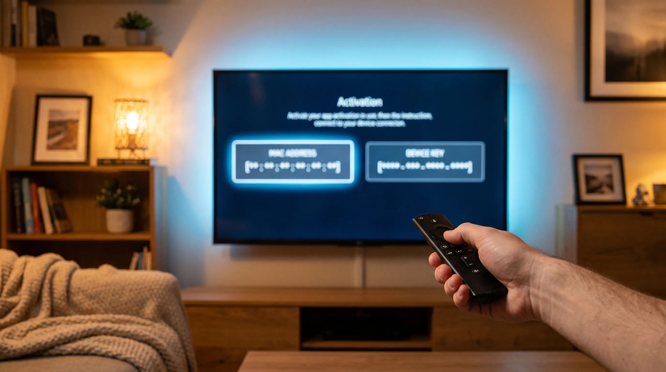 MAC-adres en device key scherm van IBO Player op tv