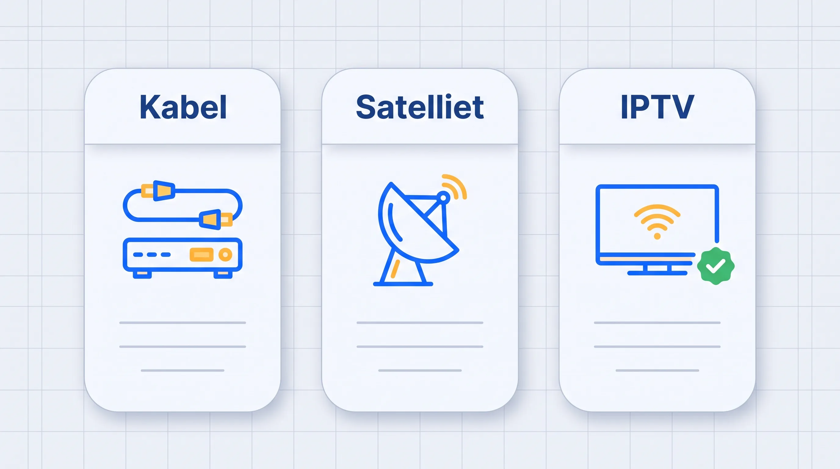 Apparatuur voor kabel, satelliet en IPTV naast elkaar vergeleken